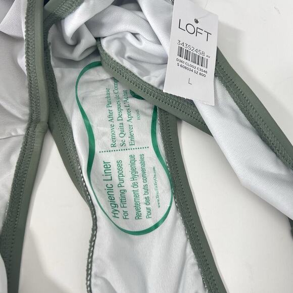 LOFT Bikini Set Size Large Green Halter Swimwear Resort Beach NEW - Picture 3 of 4